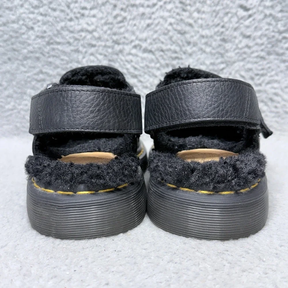 Dr Martens Jorge II Faux Fur Lined Womens Size 7 Slingback Mules Shoes Black - Picture 4 of 9